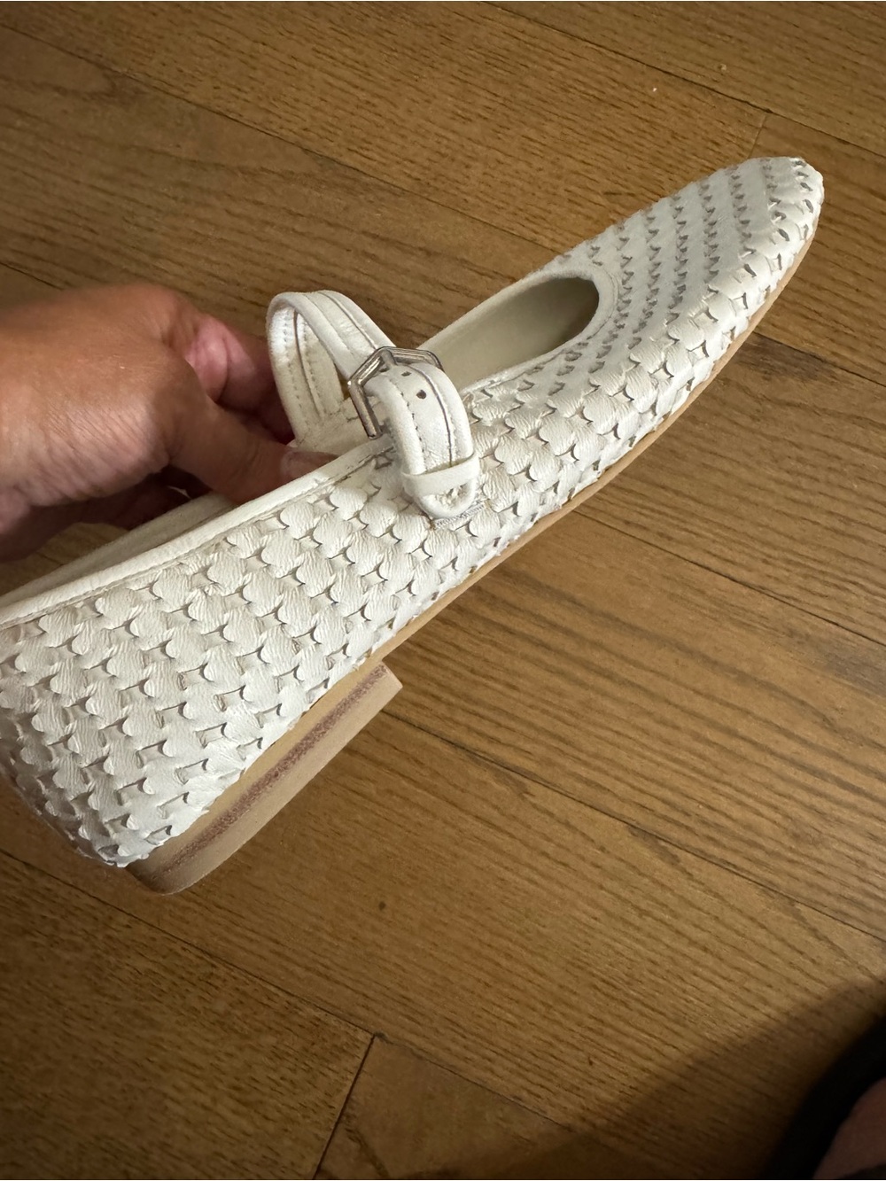 Dolce Vita Girls' White Mary Jane Woven Ballet Flats - Picture 3 of 4